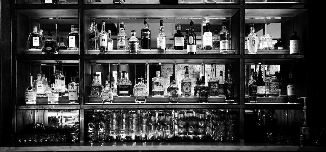 Back bar, bottles lit
