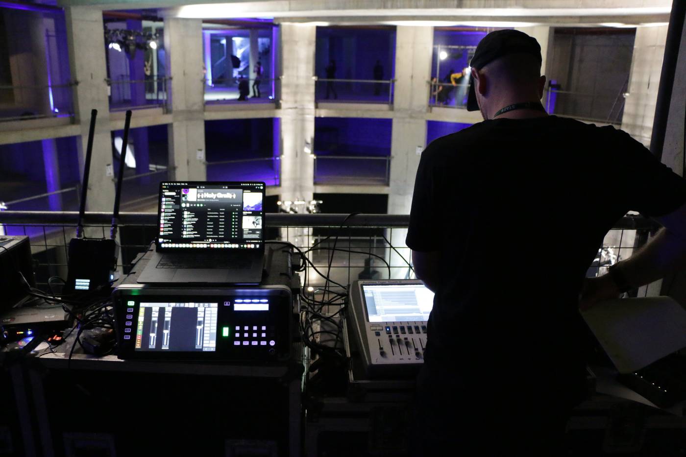 Operating the show from the lighting position above the hall